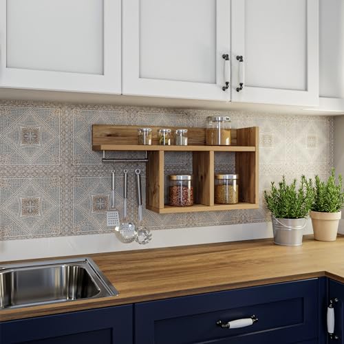 Hanah Home Scandinavian Wall Shelf, Pine Color, 72 x 37 x 18 cm | 100% Melamine Coated Particle Board, 18 mm Thick | Multipurpose with Hooks & Shelves, Stylish Storage Solution Hanah Home Scandinavian Wall Shelf, Pine Color, 72 x 37 x 18 cm | 100% Melamine Coated Particle Board, 18 mm Thick | Multipurpose with Hooks & Shelves, Stylish Storage Solution von Hanah Home