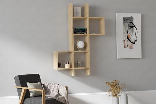 Hanah Home Scandinavian Wall Shelf, Sapphire Color, 78.6 x 125 x 20 cm | 100% Melamine Coated Particle Board, 18 mm Thick | Stylish Storage Solution with Multiple Shelves Hanah Home Scandinavian Wall Shelf, Sapphire Color, 78.6 x 125 x 20 cm | 100% Melamine Coated Particle Board, 18 mm Thick | Stylish Storage Solution with Multiple Shelves von Hanah Home