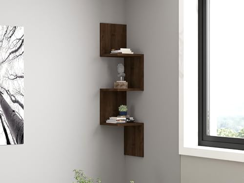 Hanah Home Scandinavian Wall Shelf, Walnut Finish, 25 x 105.4 x 25 cm | 100% Melamine Coated Particle Board, 18 mm Thick | Stylish Storage Solution with Multiple Shelves Hanah Home Scandinavian Wall Shelf, Walnut Finish, 25 x 105.4 x 25 cm | 100% Melamine Coated Particle Board, 18 mm Thick | Stylish Storage Solution with Multiple Shelves von Hanah Home