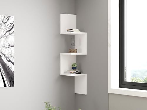 Hanah Home Scandinavian Wall Shelf, White, 25 x 105.4 x 25 cm | 100% Melamine Coated Particle Board, 18 mm Thick | Stylish Storage Solution with Multiple Shelves Hanah Home Scandinavian Wall Shelf, White, 25 x 105.4 x 25 cm | 100% Melamine Coated Particle Board, 18 mm Thick | Stylish Storage Solution with Multiple Shelves von Hanah Home