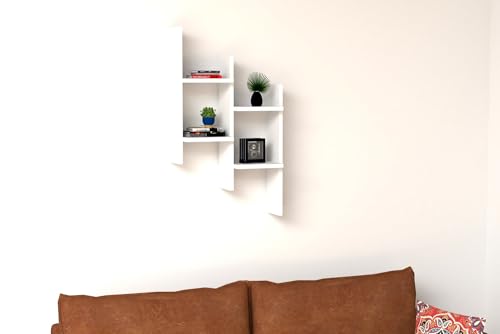 Hanah Home Scandinavian Wall Shelf, White, 49.4 x 85 x 14.5 cm | 100% Melamine Coated Particle Board, 18 mm Thick | Stylish & Functional Storage Solution Hanah Home Scandinavian Wall Shelf, White, 49.4 x 85 x 14.5 cm | 100% Melamine Coated Particle Board, 18 mm Thick | Stylish & Functional Storage Solution von Hanah Home