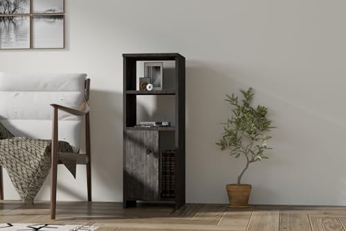 Hanah Home Stylish Anthracite Bookshelf, 33.2 x 91.8 x 31.4 cm | 100% Melamine Coated Particle Board, 18 mm Thick | Wall-Mountable, Multiple Shelves, Extra Storage von Hanah Home