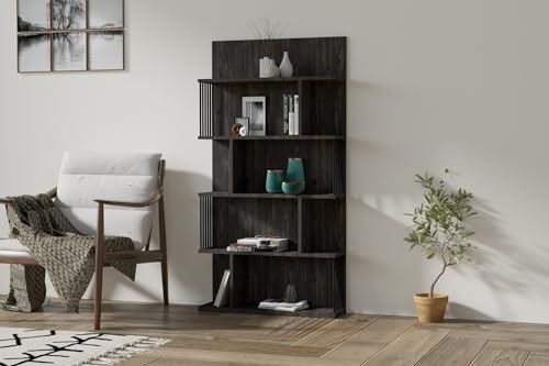 Hanah Home Stylish Anthracite Bookshelf, 80 x 160 x 21.8 cm | 100% Melamine Coated Particle Board, 18 mm Thick | Wall-Mountable, Multiple Shelves, Extra Storage Hanah Home Stylish Anthracite Bookshelf, 80 x 160 x 21.8 cm | 100% Melamine Coated Particle Board, 18 mm Thick | Wall-Mountable, Multiple Shelves, Extra Storage von Hanah Home