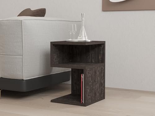 Hanah Home Stylish Anthracite Side Table, 29.6 x 45 x 31.4 cm | 100% Melamine Coated Particle Board, 18 mm Thick | Perfect for Modern Living Rooms & Bedrooms von Hanah Home