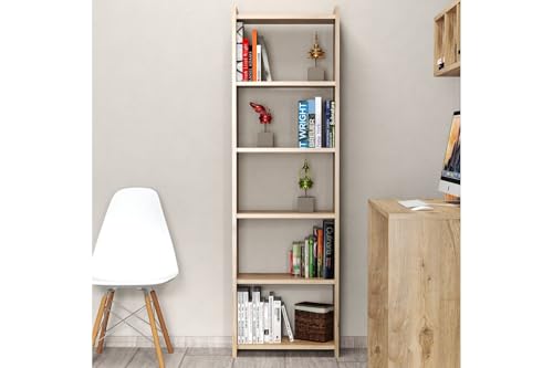 Hanah Home Stylish Atlantic Pine Bookshelf, 48 x 159 x 23.5 cm | 100% Melamine Coated Particle Board, 18 mm Thick | Wall-Mountable with Numerous Shelves Hanah Home Stylish Atlantic Pine Bookshelf, 48 x 159 x 23.5 cm | 100% Melamine Coated Particle Board, 18 mm Thick | Wall-Mountable with Numerous Shelves von Hanah Home
