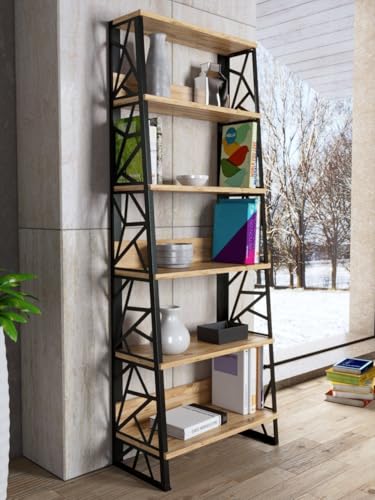Hanah Home Stylish Atlantic Pine Bookshelf, 60 cm W x 160 cm H x 30 cm D | 100% Chipboard, 18 mm Thick, Metal Edges | Wall-Mountable, Multiple Shelves Hanah Home Stylish Atlantic Pine Bookshelf, 60 cm W x 160 cm H x 30 cm D | 100% Chipboard, 18 mm Thick, Metal Edges | Wall-Mountable, Multiple Shelves von Hanah Home