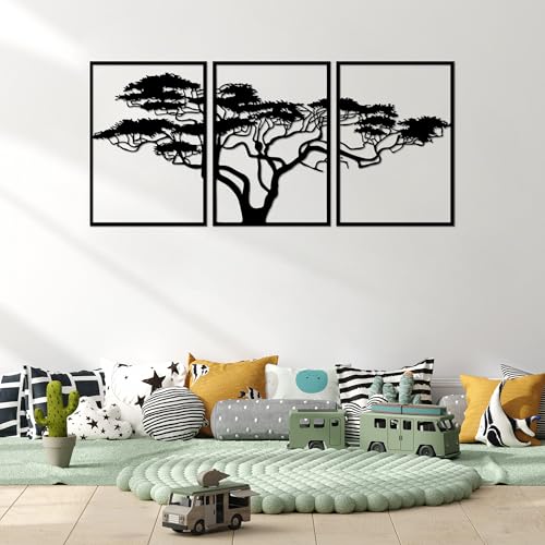 Hanah Home Stylish Black Decorative Metal Wall Accessory (3 Pieces), 50 x 70 cm | 100% Metal, 1.5 mm Thick | Easy Wall Mounting, Perfect for Modern Decor von Hanah Home