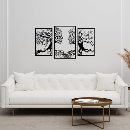 Hanah Home Stylish Black Decorative Metal Wall Accessory (3 Pieces), 50 x 76 cm | 100% Metal, 1.5 mm Thick | Easy Wall Mounting, Perfect for Modern Decor von Hanah Home