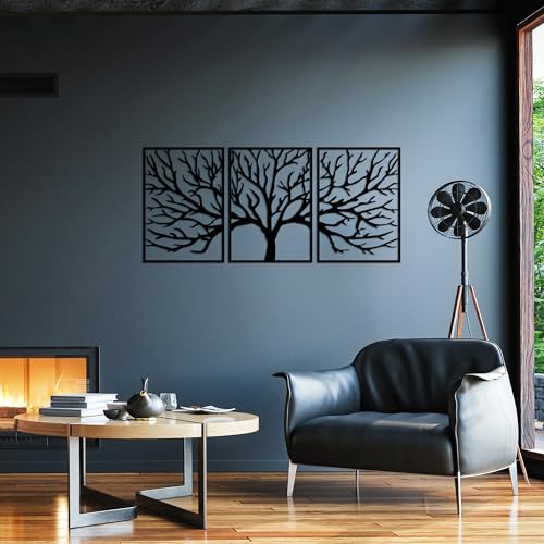Hanah Home Stylish Black Decorative Metal Wall Accessory (3 Pieces), 53 x 73 cm | 100% Metal, 1.5 mm Thick | Easy Wall Mounting, Perfect for Modern Decor von Hanah Home