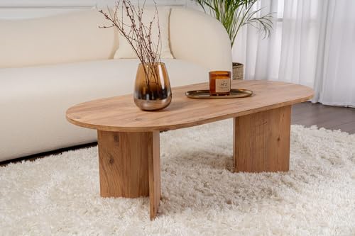 Hanah Home Stylish Coffee Table, Atlantic Pine, 119 x 39.8 x 60 cm | 100% Melamine Coated Particle Board, 18 mm Thick | Perfect for Modern Living Rooms & Spaces von Hanah Home