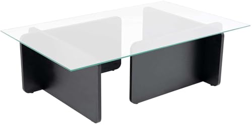 Hanah Home Stylish Coffee Table, Black Wood Finish, 105 x 30 x 65 cm | 100% Tempered Glass Top, 18 mm Thick Melamine Coated Frame | Modern & Elegant Design von Hanah Home