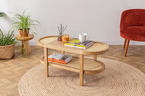 Hanah Home Stylish Coffee Table, Natural Finish, 91 x 42 x 36 cm | 100% Melamine Coated Chipboard, Wooden Legs | Perfect for Modern Living Rooms & Spaces Hanah Home Stylish Coffee Table, Natural Finish, 91 x 42 x 36 cm | 100% Melamine Coated Chipboard, Wooden Legs | Perfect for Modern Living Rooms & Spaces von Hanah Home
