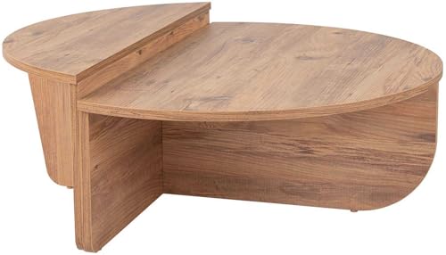 Hanah Home Stylish Coffee Table Set (2 Pieces), Atlantic Pine, 90x60x30 & 85x30x35 cm | 100% Melamine Coated Particle Board, 18 mm Thick | Ideal for Modern Living Rooms von Hanah Home