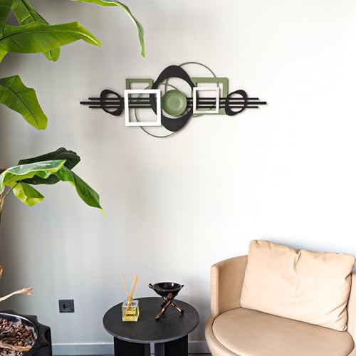 Hanah Home Stylish Decorative Metal Wall Accessory, 41 x 99 cm, 100% Steel (1.5 mm) | Black, Green & Silver | Lightweight (1.7 kg) | Perfect for Modern Decor von Hanah Home