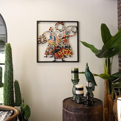 Hanah Home Stylish Decorative Metal Wall Accessory, 70 x 70 cm, 100% Steel (1.5 mm) | Vibrant Black, Red, Mustard, Green & Blue | Perfect for Modern Decor von Hanah Home