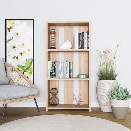 Hanah Home Stylish Oak Bookshelf, 60 x 25 x 121.8 cm | 100% Melamine Coated Particle Board, 18 mm Thick | Wall-Mountable, Space-Saving Design for Modern Homes Hanah Home Stylish Oak Bookshelf, 60 x 25 x 121.8 cm | 100% Melamine Coated Particle Board, 18 mm Thick | Wall-Mountable, Space-Saving Design for Modern Homes von Hanah Home