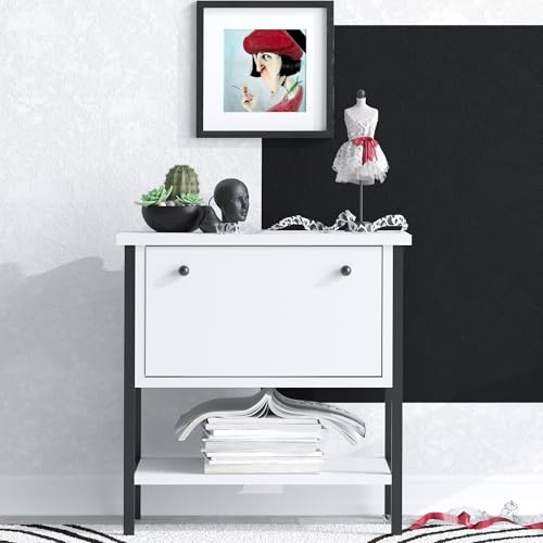 Hanah Home Stylish Side Table, White & Black, 55 x 57 x 31 cm | 100% Melamine Coated Particle Board, 18 mm Thick | Perfect for Modern Living Rooms & Bedrooms Hanah Home Stylish Side Table, White & Black, 55 x 57 x 31 cm | 100% Melamine Coated Particle Board, 18 mm Thick | Perfect for Modern Living Rooms & Bedrooms von Hanah Home