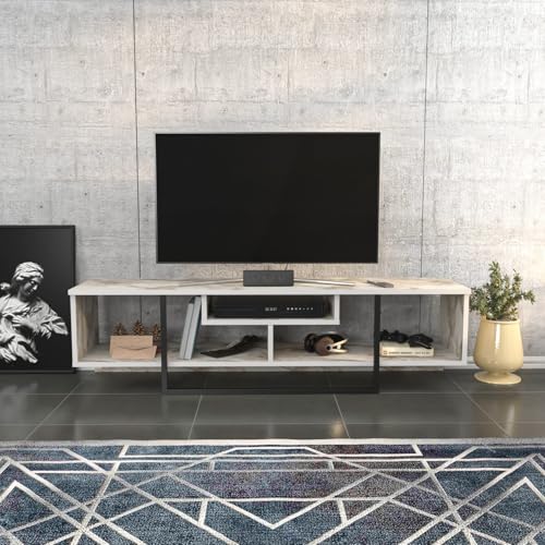 Hanah Home Stylish TV Stand, Black & White, 150 cm x 35.2 cm x 40 cm | 100% Melamine Coated Particle Board, 18 mm Thick | Modern Design for Living Room & Entertainment Spaces Hanah Home Stylish TV Stand, Black & White, 150 cm x 35.2 cm x 40 cm | 100% Melamine Coated Particle Board, 18 mm Thick | Modern Design for Living Room & Entertainment Spaces von Hanah Home