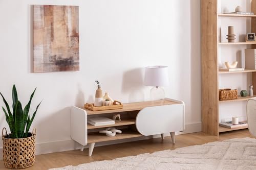 Hanah Home Stylish TV Stand, Sapphire & White, 120 x 40 x 45 cm | 100% Melamine Coated Particle Board, 18 mm Thick | Modern Design for Living Room & Entertainment Spaces von Hanah Home