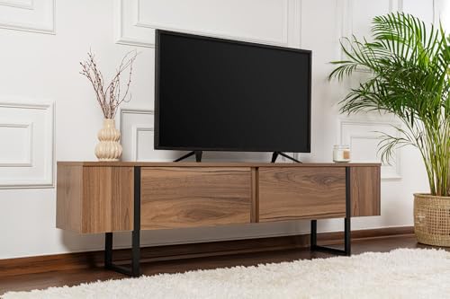Hanah Home Stylish TV Stand, Walnut & Black, 180 x 50 x 29.5 cm | 100% Melamine Coated Particle Board, 18 mm Thick | Modern Design for Living Room & Entertainment Spaces Hanah Home Stylish TV Stand, Walnut & Black, 180 x 50 x 29.5 cm | 100% Melamine Coated Particle Board, 18 mm Thick | Modern Design for Living Room & Entertainment Spaces von Hanah Home