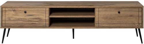 Hanah Home Stylish TV Stand with Iron Legs, Atlantic Pine & Black, 180 x 50 x 40 cm | 100% Melamine Coated Particle Board, Wall-Mountable, Durable Design Hanah Home Stylish TV Stand with Iron Legs, Atlantic Pine & Black, 180 x 50 x 40 cm | 100% Melamine Coated Particle Board, Wall-Mountable, Durable Design von Hanah Home