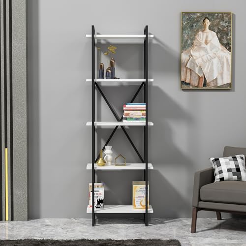 Hanah Home Stylish Wall-Mounted Bookshelf, Black & White, 60 x 34 x 180 cm | 100% Melamine Coated Particle Board, 18 mm Thick | Space-Saving Design with Numerous Shelves Hanah Home Stylish Wall-Mounted Bookshelf, Black & White, 60 x 34 x 180 cm | 100% Melamine Coated Particle Board, 18 mm Thick | Space-Saving Design with Numerous Shelves von Hanah Home
