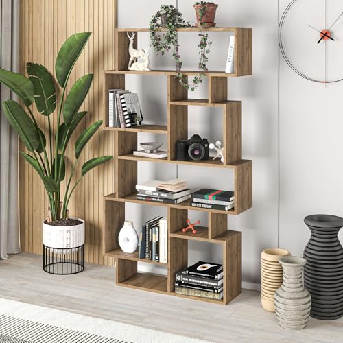 Hanah Home Stylish Wall-Mounted Bookshelf, Hitit Color, 96 x 168.5 x 25.5 cm | 100% Melamine Coated Particle Board, 18 mm Thick | Numerous Shelves for Modern Spaces Hanah Home Stylish Wall-Mounted Bookshelf, Hitit Color, 96 x 168.5 x 25.5 cm | 100% Melamine Coated Particle Board, 18 mm Thick | Numerous Shelves for Modern Spaces von Hanah Home