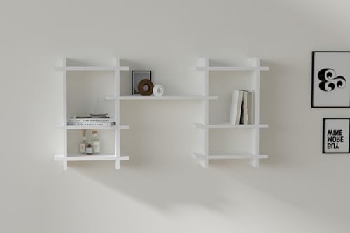 Hanah Home Stylish Wall Shelf, White, 116.4 x 60 x 19.5 cm | 100% Melamine MDF, 18 mm Thick | Multiple Shelves, Wall-Mounted, Perfect for Modern Spaces Hanah Home Stylish Wall Shelf, White, 116.4 x 60 x 19.5 cm | 100% Melamine MDF, 18 mm Thick | Multiple Shelves, Wall-Mounted, Perfect for Modern Spaces von Hanah Home