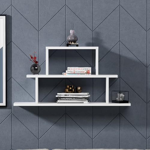 Hanah Home Stylish Wall Shelf, White, 90 x 19.6 x 45.4 cm | 100% Melamine Coated Particle Board, 18 mm Thick | Versatile Storage Solution for Modern Spaces Hanah Home Stylish Wall Shelf, White, 90 x 19.6 x 45.4 cm | 100% Melamine Coated Particle Board, 18 mm Thick | Versatile Storage Solution for Modern Spaces von Hanah Home