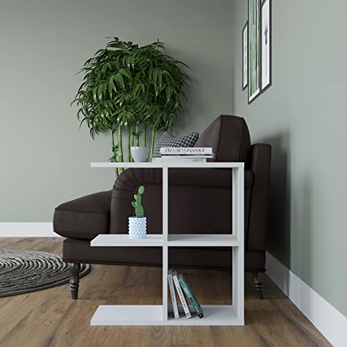 Hanah Home Stylish White Side Table with Wall-Mount Option, 59.6 x 29.6 x 63.2 cm | 100% Melamine Coated Particle Board, 18 mm Thick | Versatile Storage Solution for Modern Spaces Hanah Home Stylish White Side Table with Wall-Mount Option, 59.6 x 29.6 x 63.2 cm | 100% Melamine Coated Particle Board, 18 mm Thick | Versatile Storage Solution for Modern Spaces von Hanah Home