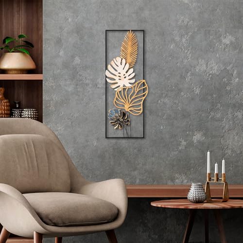 Hand-Painted Decorative Metal Wall Accessory, 32 x 90 cm | 100% Metal (1.5 mm) | Unique Art Piece for Home Decor, Easy Wall Hanging von Hanah Home