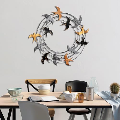Hand-Painted Decorative Metal Wall Accessory, 87 x 87 x 5 cm | 100% Metal (1.5 mm) | Unique Art Piece for Home Decor, Wall Hanging Design von Hanah Home