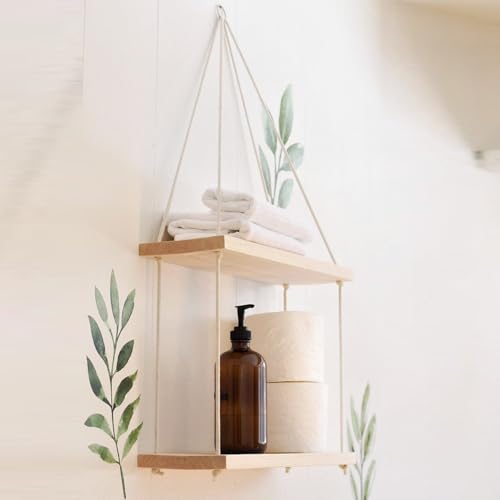 Handmade Wall Shelf (2 Pieces), Rustic Walnut, 40 x 14 x 2 cm | 100% Spruce Wood, Wall-Mountable | Perfect for Traditional & Scandinavian Decor von Hanah Home