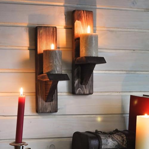 Handmade Wall Shelf (2 Pieces), Walnut Color, 33 x 9 x 9 cm | 100% Spruce Wood, Assembled, Modern Rustic Design | Perfect for Home Decor & Storage von Hanah Home