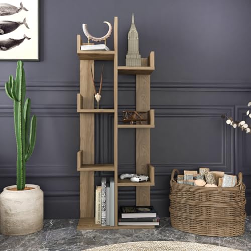 Modern Oud Oak Bookshelf, 173 cm Height, 50 cm Width, 22 cm Depth | 100% Melamine Coated Particle Board, 18 mm Thickness | Stylish & Functional Storage Solution Modern Oud Oak Bookshelf, 173 cm Height, 50 cm Width, 22 cm Depth | 100% Melamine Coated Particle Board, 18 mm Thickness | Stylish & Functional Storage Solution von Hanah Home