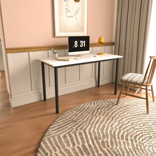 Modern Study Desk, Black & White, 110 x 55 x 74.8 cm | 100% Melamine Coated Chipboard, 18 mm Thick | Sturdy Metal Frame, Stylish & Functional von Hanah Home