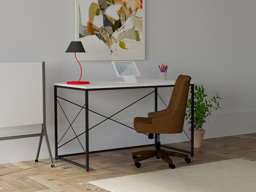 Modern Study Desk, White & Black, 121 x 72 x 60 cm | 100% Melamine Coated Particle Board, 18 mm Thick, Metal Frame | Elegant Hotel-Inspired Design Modern Study Desk, White & Black, 121 x 72 x 60 cm | 100% Melamine Coated Particle Board, 18 mm Thick, Metal Frame | Elegant Hotel-Inspired Design von Hanah Home
