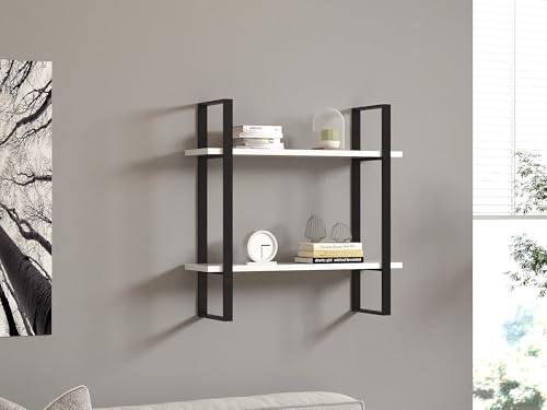 Modern Wall Shelf, White, 70 x 70 x 22 cm | 100% Melamine Coated Particle Board, 18 mm Thick | Stylish & Functional Storage Solution for Home & Office von Hanah Home