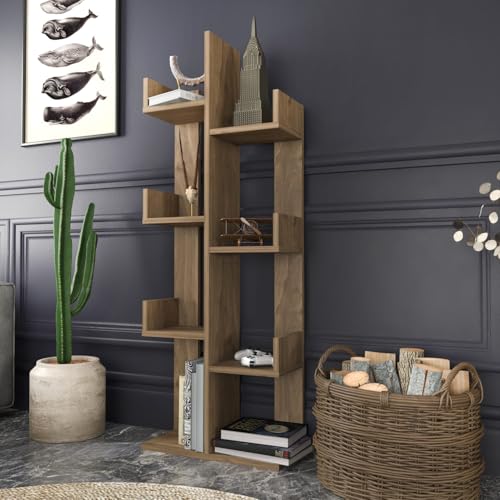 Modern Walnut Bookshelf, 50 x 22 x 173 cm | 100% Melamine Coated Particle Board, 18 mm Thick | Stylish Storage Solution for Home & Office Modern Walnut Bookshelf, 50 x 22 x 173 cm | 100% Melamine Coated Particle Board, 18 mm Thick | Stylish Storage Solution for Home & Office von Hanah Home