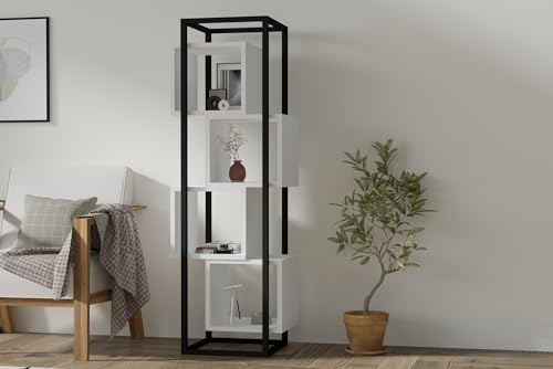 Modern White Bookshelf, 140 cm Height, 44 cm Width, 29 cm Depth | 100% Melamine Coated Particle Board, 18 mm Thick | Stylish & Functional Storage Solution Modern White Bookshelf, 140 cm Height, 44 cm Width, 29 cm Depth | 100% Melamine Coated Particle Board, 18 mm Thick | Stylish & Functional Storage Solution von Hanah Home