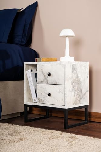 Nightstand, Freesia Marble, Black, 50 x 18 x 5 | 100% Melamine Coated Particle Board, Thickness:18 mm | Perfect for Modern Home Office & Study Spaces, Elegant and Functional Design Nightstand, Freesia Marble, Black, 50 x 18 x 5 | 100% Melamine Coated Particle Board, Thickness:18 mm | Perfect for Modern Home Office & Study Spaces, Elegant and Functional Design von Hanah Home