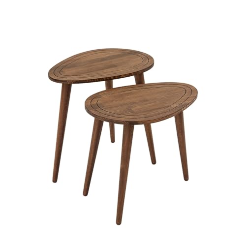 Hanah Home Elegant Nesting Table Set (2 Pieces), Solid Wood, Walnut Finish, 50 x 48 x 33 & 50 x 52 x 33 cm | Durable & Stylish for Modern Living Spaces Hanah Home Elegant Nesting Table Set (2 Pieces), Solid Wood, Walnut Finish, 50 x 48 x 33 & 50 x 52 x 33 cm | Durable & Stylish for Modern Living Spaces von Hanah Home