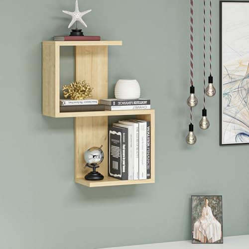 Sapphire Wall Shelf, 29.8 x 60 x 16.4 cm | 100% Melamine Coated Particle Board, 18 mm Thick | Multipurpose Hanging Rack for Country & Modern Decor von Hanah Home