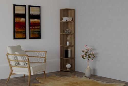 Scandinavian Style Bookshelf, Walnut Finish, 160 cm Height x 25 cm Width x 25 cm Depth | 100% Melamine Coated, 18 mm Thick | Multiple Shelves for Modern Storage Scandinavian Style Bookshelf, Walnut Finish, 160 cm Height x 25 cm Width x 25 cm Depth | 100% Melamine Coated, 18 mm Thick | Multiple Shelves for Modern Storage von Hanah Home