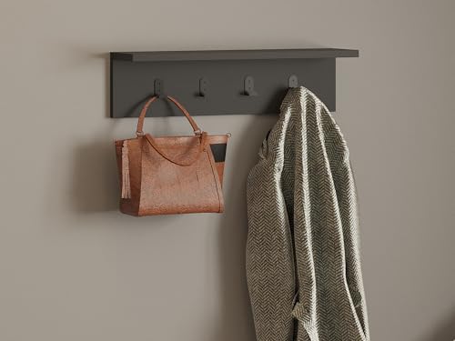 Scandinavian Wall Shelf, Anthracite, 60 x 14.5 x 16.3 cm | 100% Melamine Coated Particle Board, 18 mm Thick | Stylish Multipurpose Hanging Rack for Extra Storage Scandinavian Wall Shelf, Anthracite, 60 x 14.5 x 16.3 cm | 100% Melamine Coated Particle Board, 18 mm Thick | Stylish Multipurpose Hanging Rack for Extra Storage von Hanah Home