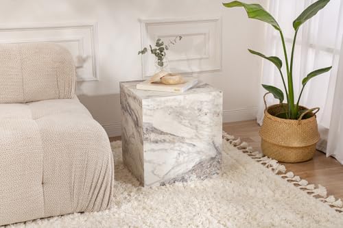 Side Table, Freesia Marble, 50 x 45 x 45 | Made from 100% MDF, Thickness: 18 mm | Perfect for Modern Home Office & Study Spaces, Elegant and Functional Design Side Table, Freesia Marble, 50 x 45 x 45 | Made from 100% MDF, Thickness: 18 mm | Perfect for Modern Home Office & Study Spaces, Elegant and Functional Design von Hanah Home