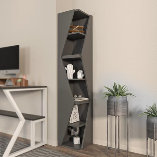 Stylish Anthracite Bookshelf, 165 cm Height, 31.8 cm Width | 100% Melamine Coated Particle Board, 18 mm Thickness | Perfect for Modern Home Decor & Storage Stylish Anthracite Bookshelf, 165 cm Height, 31.8 cm Width | 100% Melamine Coated Particle Board, 18 mm Thickness | Perfect for Modern Home Decor & Storage von Hanah Home