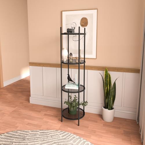 Stylish Black Bookshelf, 150 cm Height, 42 cm Width | 100% Tempered Glass, 4 mm Thick | Sturdy Metal Legs, Modern Design for Home & Office Stylish Black Bookshelf, 150 cm Height, 42 cm Width | 100% Tempered Glass, 4 mm Thick | Sturdy Metal Legs, Modern Design for Home & Office von Hanah Home