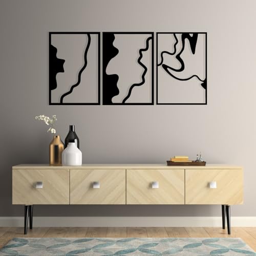 Stylish Black Decorative Metal Wall Accessory, 120 x 54.5 cm | 100% Metal, 1.2 mm Thickness | Perfect for Modern Home Decor & Office Spaces von Hanah Home