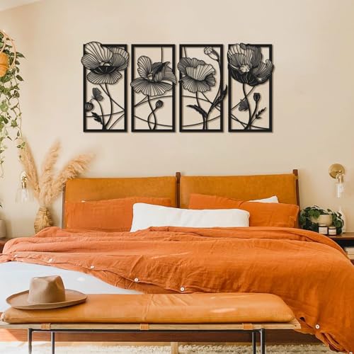 Stylish Black Decorative Metal Wall Accessory, 63 x 135 cm | 100% Steel, 1.5 mm Thick | Lightweight 2.7 kg | Perfect for Modern Home Decor von Hanah Home